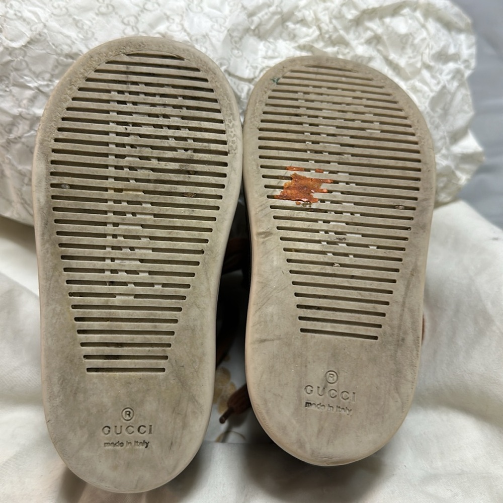 Authentic Gucci Kids Leather High Top Web Toddler Sneakers. - Picture 6 of 6
